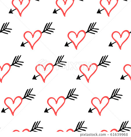 Seamless pattern with arrow in heart Seamless pattern with arrow in heart 61639968