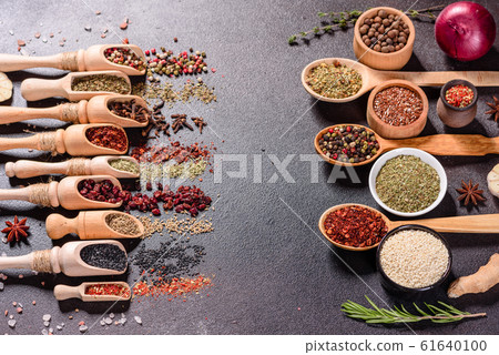 A set of spices and herbs. Indian cuisine 61640100