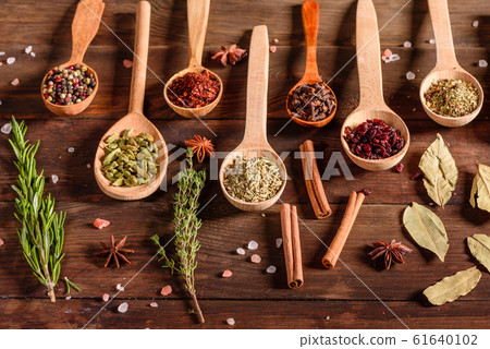 A set of spices and herbs. Indian cuisine A set of spices and herbs. Indian cuisine 61640102