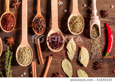 A set of spices and herbs. Indian cuisine A set of spices and herbs. Indian cuisine 61640103