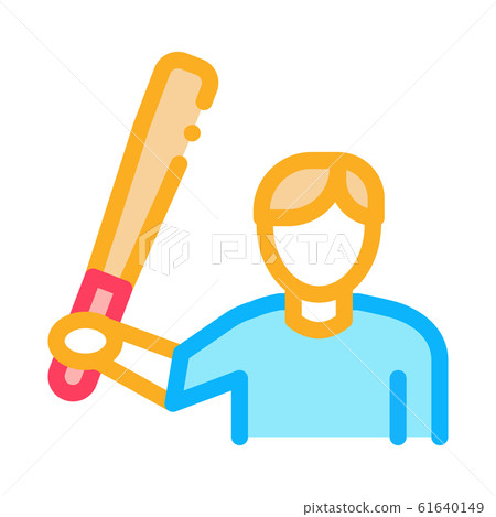 Baseball Player Icon Vector Outline Illustration 61640149