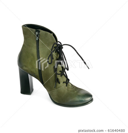 Elegant outfit. Stylish suede ankle boots isolated Elegant outfit. Stylish suede ankle boots isolated 61640480