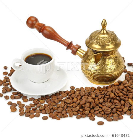 Coffee cup and coffeepot isolated on a white 61640481