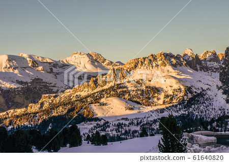 landscape of Dolomites mountains in winter. landscape of Dolomites mountains in winter. 61640820