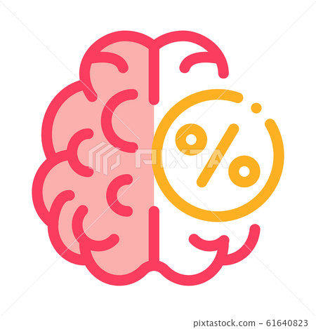 Brain Percentage Icon Vector Outline Illustration 61640823