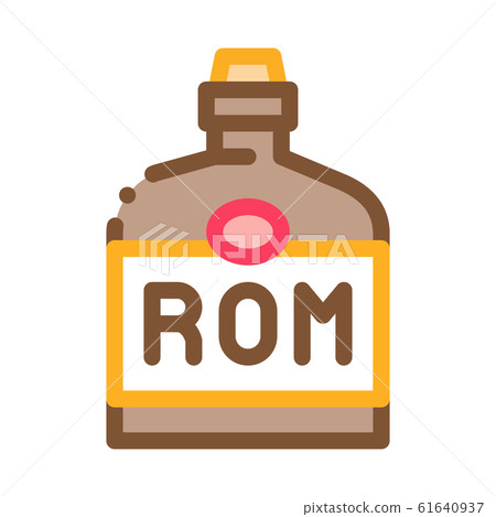 Rum Drink Bottle Icon Vector Outline Illustration 61640937
