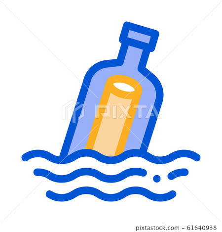 Message In Bottle Icon Vector Outline Illustration 61640938