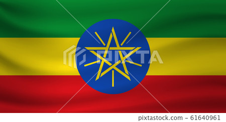 Waving flag of Ethiopia. Vector illustration 61640961