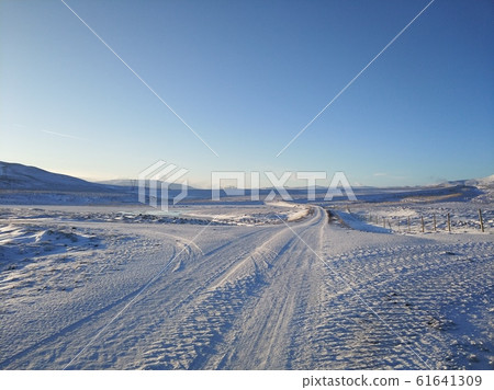 Picturesque winter landscape of Iceland. The Picturesque winter landscape of Iceland. The 61641309