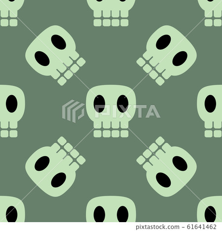 Seamless dark pattern with skulls green background Seamless dark pattern with skulls green background 61641462
