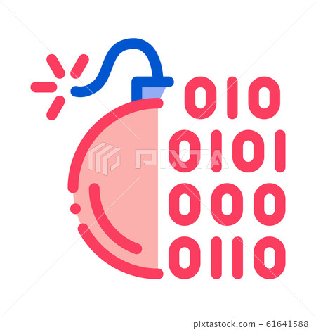 Binary Code Bomb Icon Vector Outline Illustration 61641588