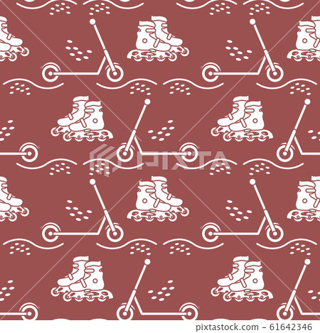 Vector seamless pattern Rollers kick scooter Sport Vector seamless pattern Rollers kick scooter Sport 61642346