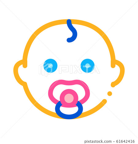 Baby Child Head Icon Vector Outline Illustration 61642416