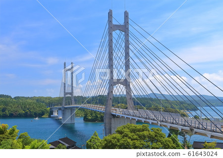 [Ishikawa Prefecture] Twin bridge Noto (Nakanoto Agricultural Road Bridge) under fine weather 61643024