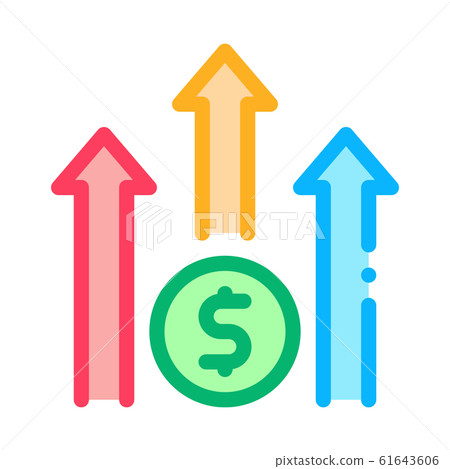 Grow Arrow Dollar Icon Vector Outline Illustration 61643606