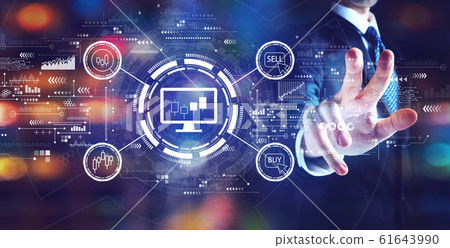 Stock trading theme with businessman 61643990