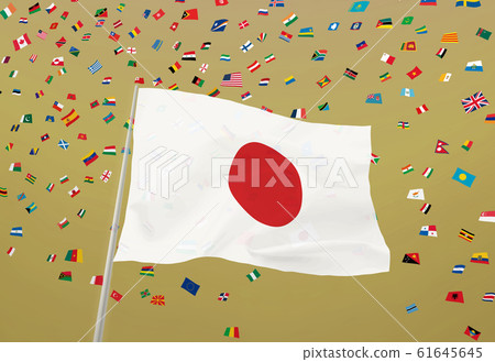 Japan Flag and World Flag 61645645