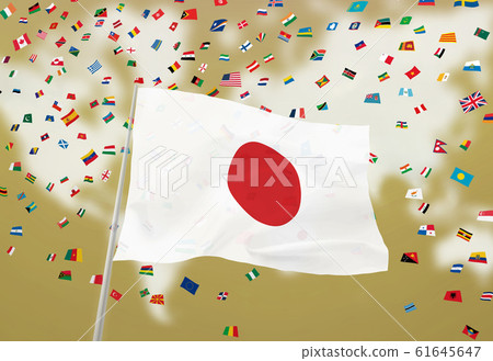 Japan Flag and World Flag 61645647