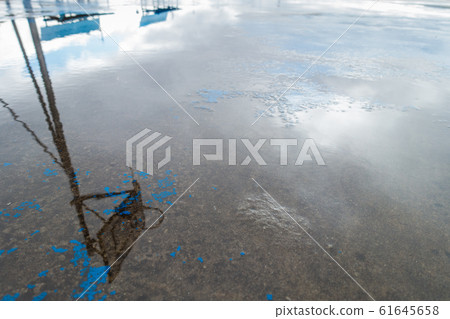Rainy season / rain image: Basket goal reflected Rainy season / rain image: Basket goal reflected 61645658