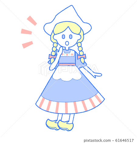 Surprised girl in Dutch national costume 61646517