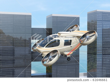 Image of flying car flying over highway Image of flying car flying over highway 61646661