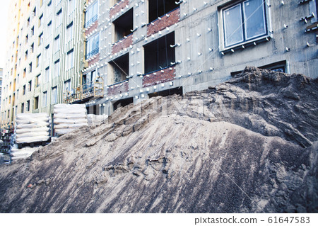 home construction concept with noone, real modern building in process 61647583