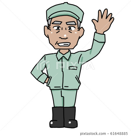 曬黑的爺爺穿著工作服 曬黑的爺爺穿著工作服 61648885