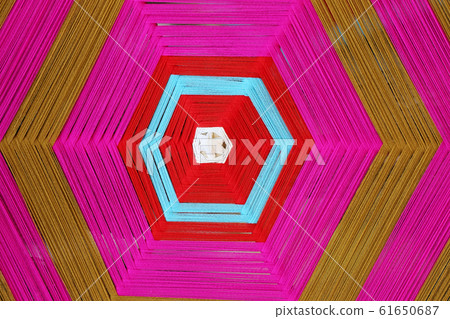 Colorful yarn of northern in Thailand to house ornaments. 61650687