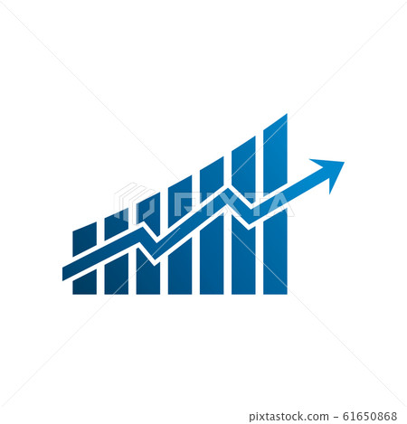 Finance graphic bars up rising arrow. Vector Illustration Design 61650868