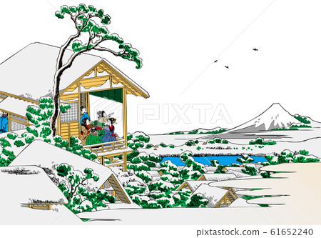 葛飾北齋圖像Rekigawa Yukinodan明亮版白色背景 61652240