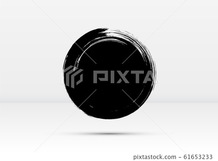 Abstract brushed black ink circle with rough edges and grungy texture Abstract brushed black ink circle with rough edges and grungy texture 61653233