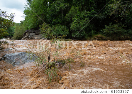 Natural disaster,powerful water currents and rapids churning in flowing stream river,dangerous flash flood of waterfall in nature,the major cause heavy flooding,including the impact of deforestation,n Natural disaster,powerful water currents and rapids churning in flowing stream river,dangerous flash flood of waterfall in nature,the major cause heavy flooding,including the impact of deforestation,n 61653567