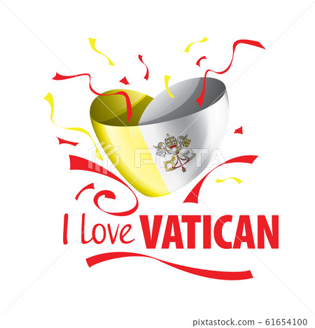 flag of the Vatican in the shape of a heart and the inscription I love Vatican. Vector illustration 61654100