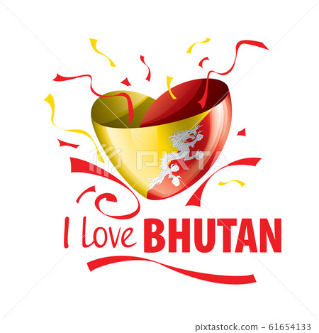 National flag of the Bhutan in the shape of a heart and the inscription I love Bhutan. Vector illustration National flag of the Bhutan in the shape of a heart and the inscription I love Bhutan. Vector illustration 61654133