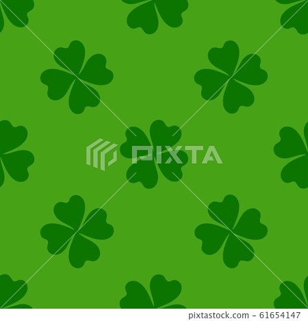 Clover leaves seamless pattern. Shamrock green background. Happy St Patricks Day design. Cute simple Clover leaves seamless pattern. Shamrock green background. Happy St Patricks Day design. Cute simple 61654147