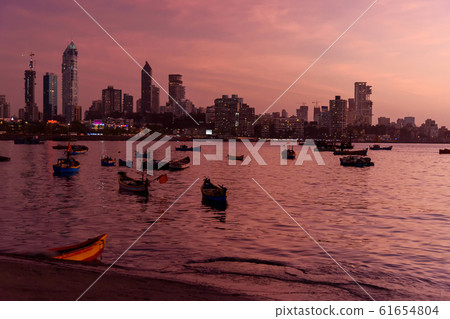 View of Haji Ali bay and coast with skyline at View of Haji Ali bay and coast with skyline at 61654804