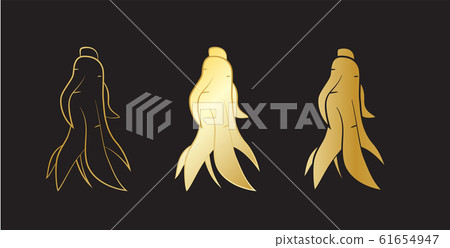 Red korean or chinese ginseng root illustration. 61654947