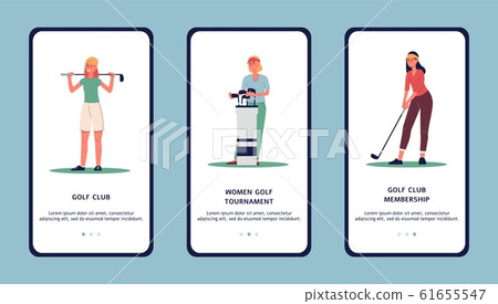 Women golf club or tournament - app design, flat vector illustration isolated. Women golf club or tournament - app design, flat vector illustration isolated. 61655547
