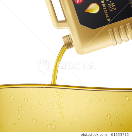 Engine car oil and canister or container banner, realistic vector illustration. Engine car oil and canister or container banner, realistic vector illustration. 61655715