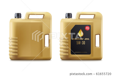 Golden brown engine oil canister mockup with and without label Golden brown engine oil canister mockup with and without label 61655720