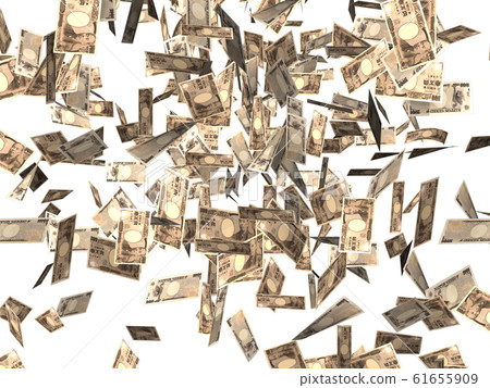 Dancing paper money white background 61655909