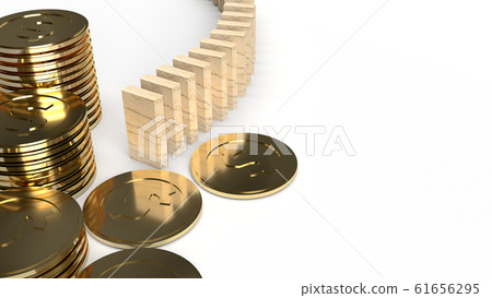 The wood domino and gold coin 3d rendering... - Stock Illustration ...