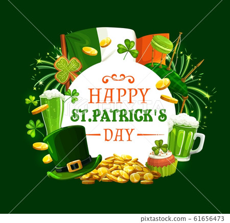 Frame of Patricks day holiday symbols 61656473