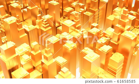 Golden City Buildings Urban Image CG 16: 9 - Stock Illustration ...