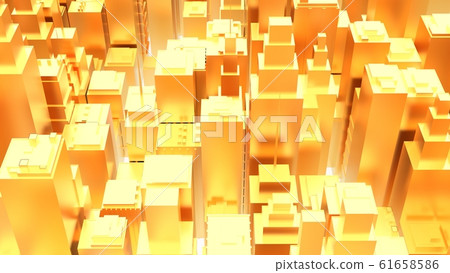 Golden City Buildings Urban Image CG 16: 9 - Stock Illustration ...