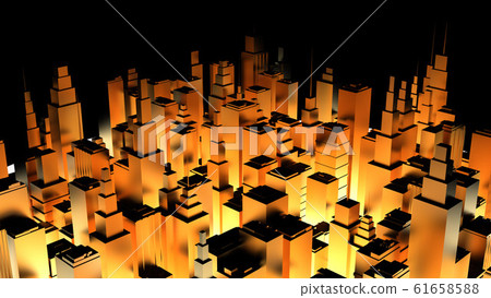 Golden City Buildings Urban Image CG 16: 9 - Stock Illustration ...