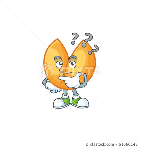 Chinese fortune cookie cartoon mascot style with confuse gesture Chinese fortune cookie cartoon mascot style with confuse gesture 61660148