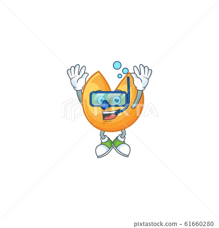 cartoon character of chinese fortune cookie wearing Diving glasses 61660280