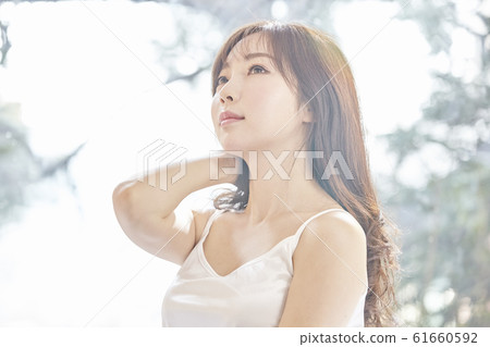 年輕女子，早晨，天氣，房間，房子，美麗 61660592