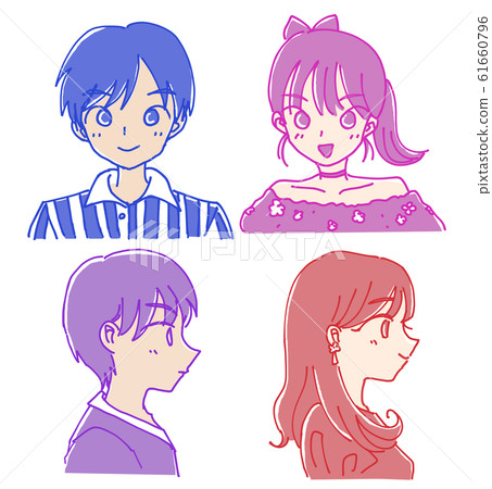 Boys and girls front and side profile 61660796